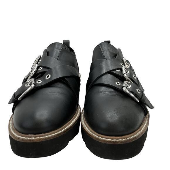 Shellys London Creepers Buckles Black Leather Size Approx US Women 11 - Picture 2 of 16